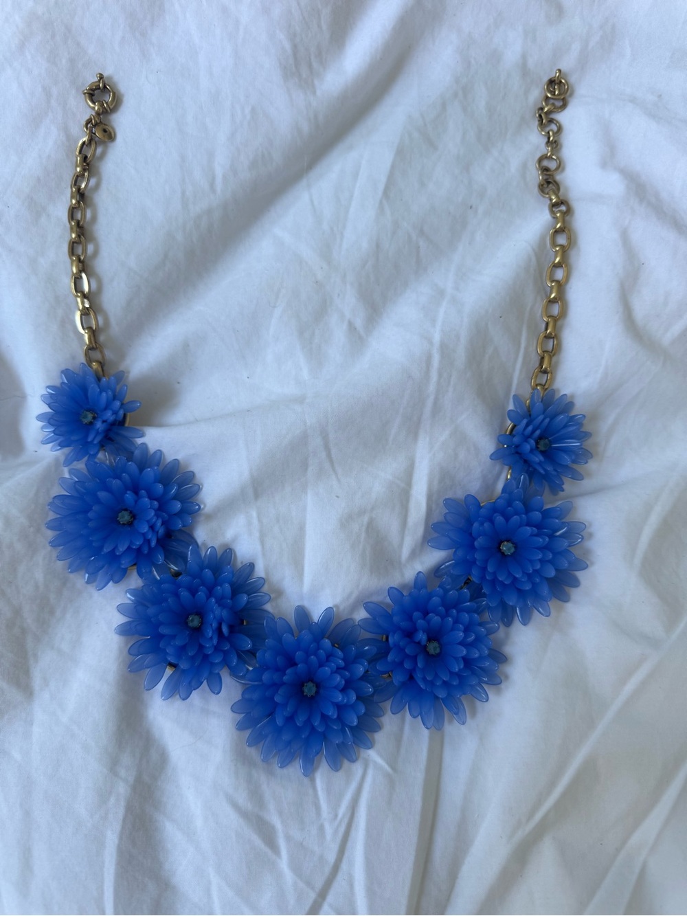 J. Crew blue flower bloom statement bib necklace